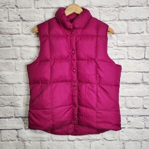 Lands' End Goose Down Puffer Vest women's medium 10 / 12 berry pink